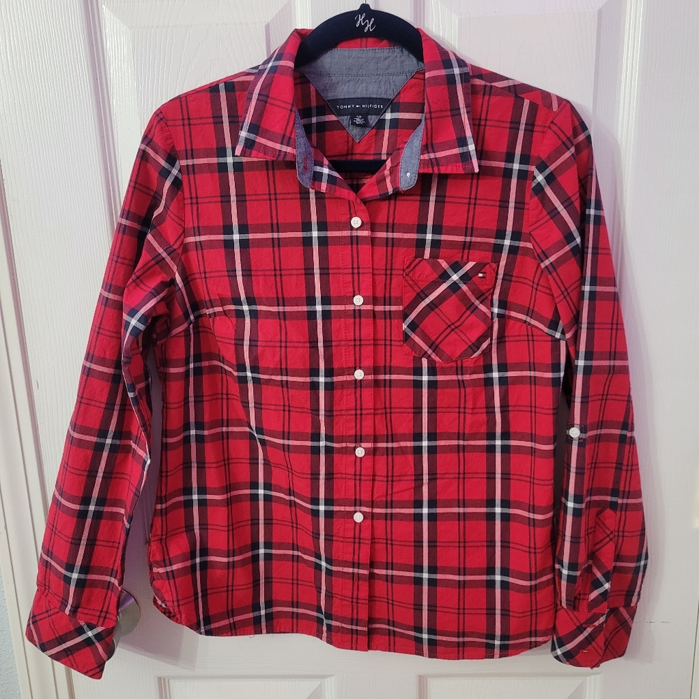Tommy Hilfiger Red Plaid Button-down